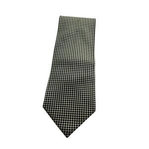 Bergamo New York Silk Checkered Black and Gold Necktie Tie